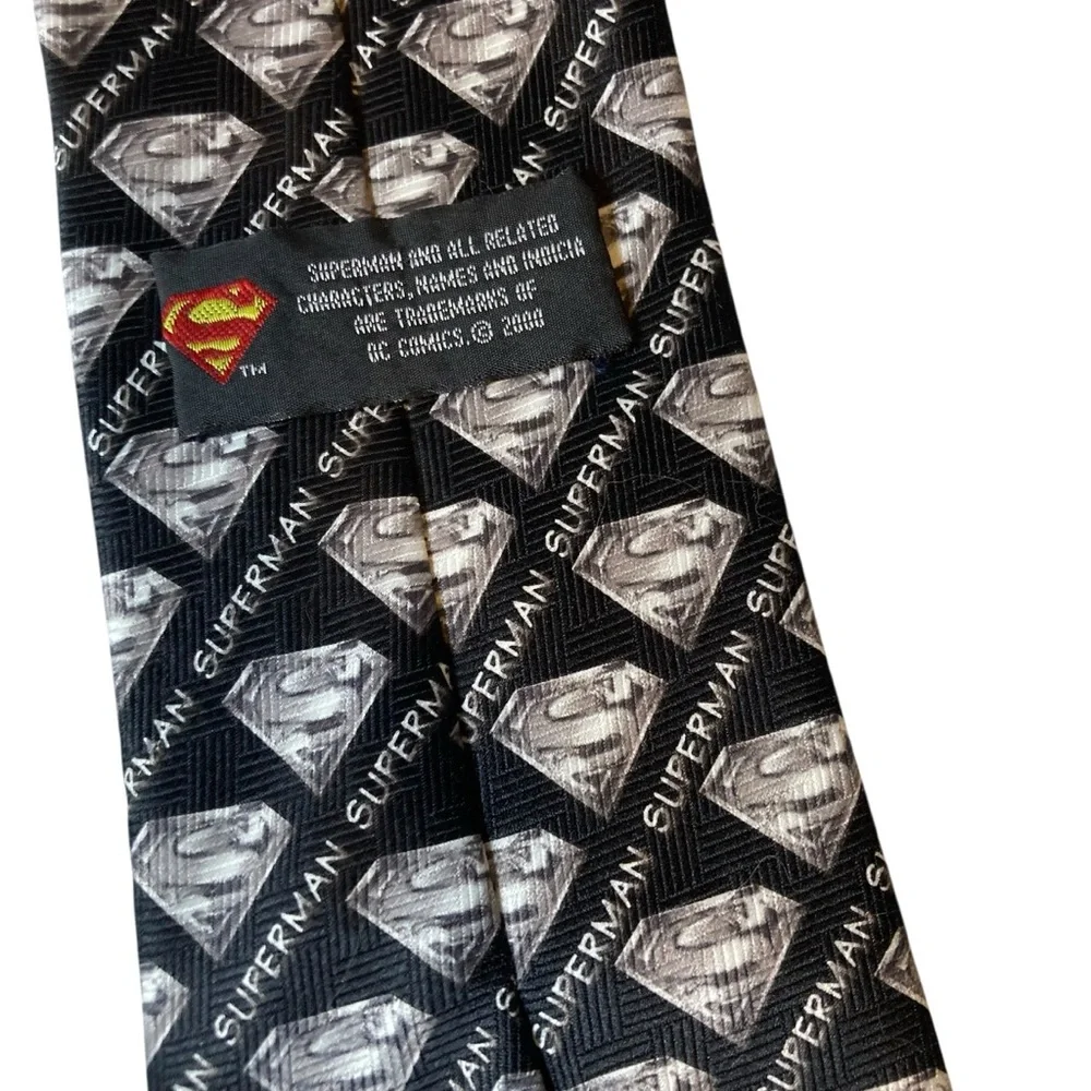 DC Comics Superman Logo Tie Rock & Meister Black Polyester Novelty Necktie 2000